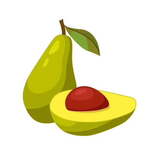 Realistische Vektorillustration Der Avocado Ganze Und Halbierte Avocado — Stockvektor