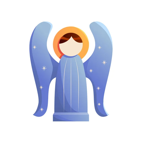 Christmas Cute Angel Isolated White Background Vector Illustration Cartoon Style — Vetor de Stock