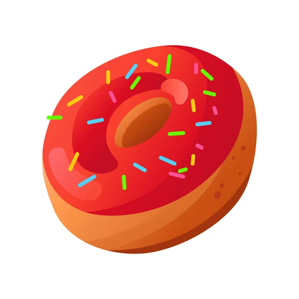 Donut Isolated White Background Colorful Glossy Donuts Red Glaze Simple — стоковый вектор