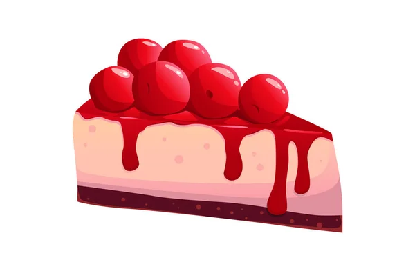 Tranche Tarte Aux Cerises Gâteau Isolé Sur Fond Blanc Confiserie — Image vectorielle