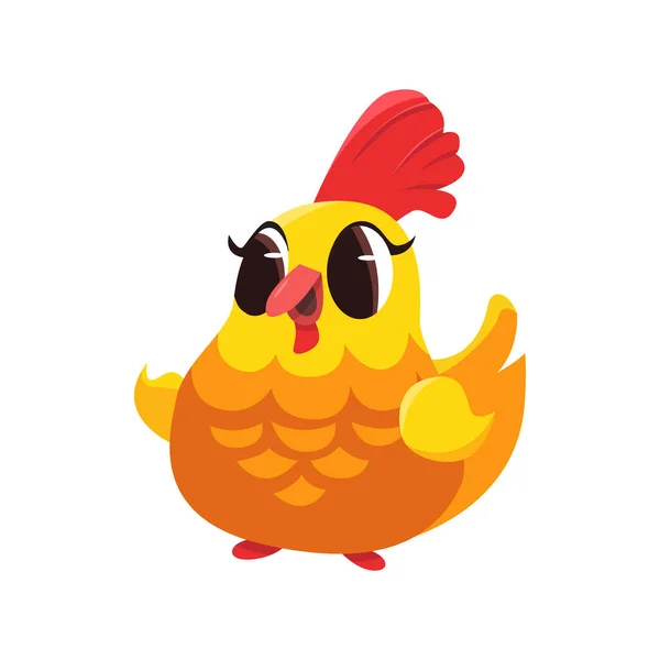 Mignon Personnage Poulet Dans Style Dessin Animé Isolé Sur Fond — Image vectorielle