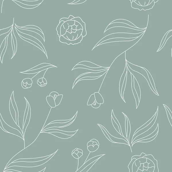 Цветочный Весенний Бесшовный Фон Пионский Цветок Паттерн Пионов Зеленом Фоне — стоковый вектор