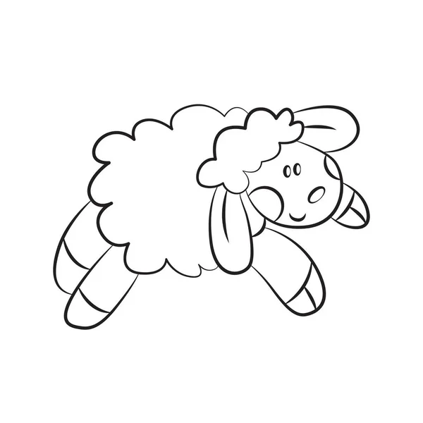 Mignon Petit Mouton Illustration Vectorielle Pour Art Thérapie Livre Coloriage — Image vectorielle