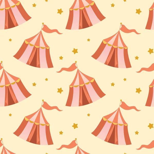 Vector Seamless Pattern Circus Tent Beige Childish Background —  Vetores de Stock