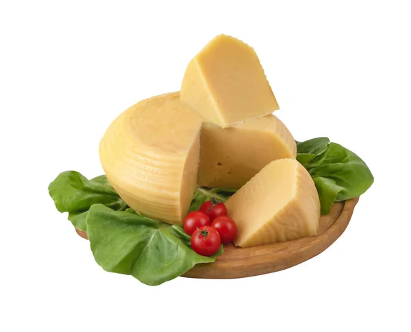 Regato Käse Und Stücke Auf Einem Holzteller Steilpfad — Stockfoto