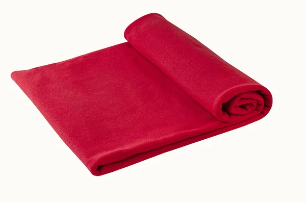 Красное Сложенное Одеяло Шерстяного Материала Обрезной Путь — стоковое фото