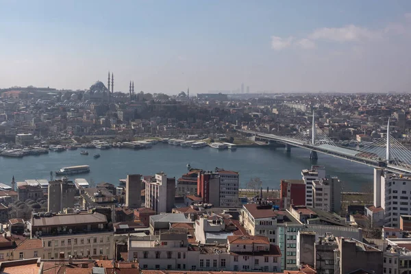 View Galata Tower Western Part Istanbul Golden Horn Strait Eminonu — Stock Photo, Image