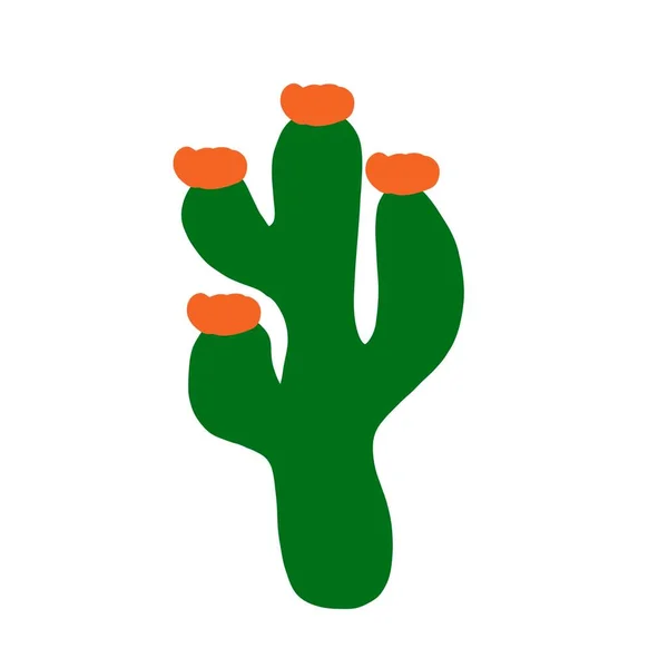 Kaktus Květinami Barevná Ikona Pro Zemědělskou Zeleninovou Zahradu — Stock fotografie
