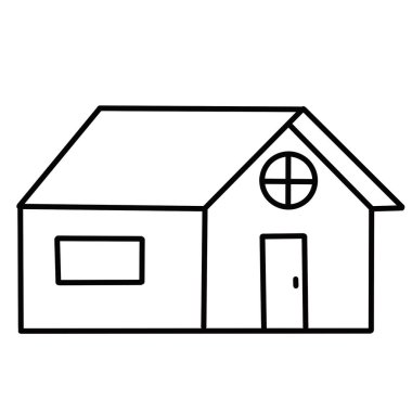 Ev ikonu. Pencereli bina