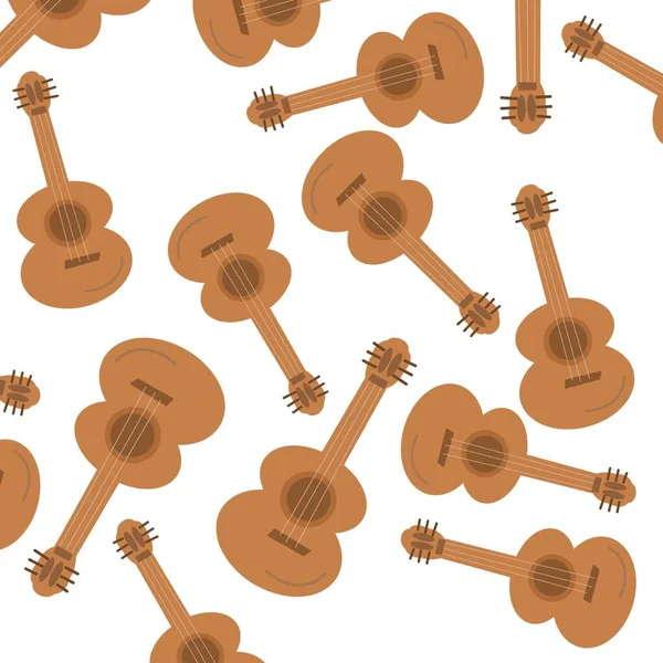 Wzór Gitary Wiele Brązowych Instrumentów Muzycznych Strunowych Święto Ikon — Zdjęcie stockowe
