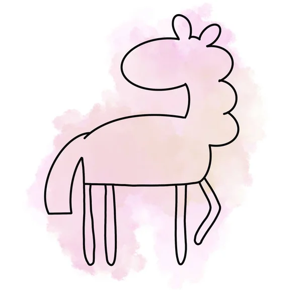 水彩馬 可愛いポニーのアイコン — ストック写真