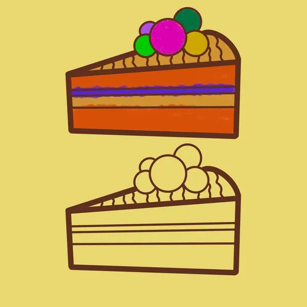 Cake Piece Icon Berries Two Options — Stock Photo, Image