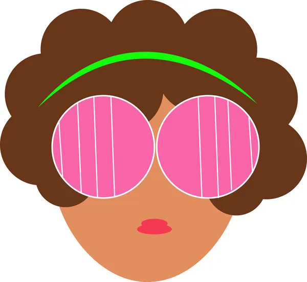 Cara Mujer Con Rizos Gafas Grandes Cara — Vector de stock