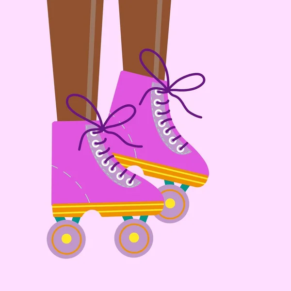 ローラースケートの足 女の子のイラスト — ストック写真