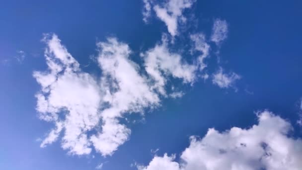 Lapso Tempo Nuvens Brancas Fofas Acima Céu Azul Estão Movendo — Vídeo de Stock