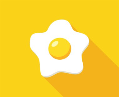 Kızarmış yumurta, Üst Manzara karikatür çizimi, vektör tasarımı.