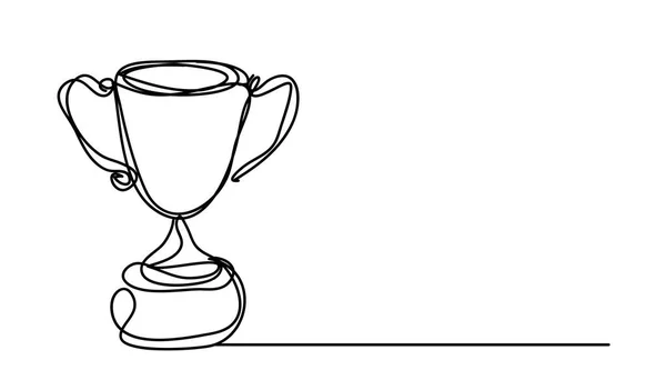 Winner Trophy Line Drawing Style Vector Design — Stock Vector