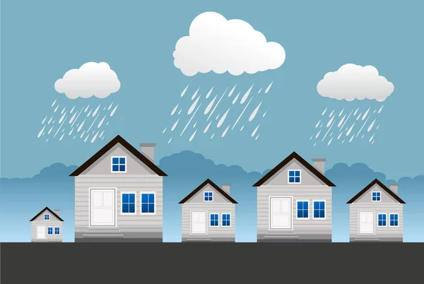 Fuertes Lluvias Tormentas Daños Hogar Desastres Naturales Con Casa — Archivo Imágenes Vectoriales