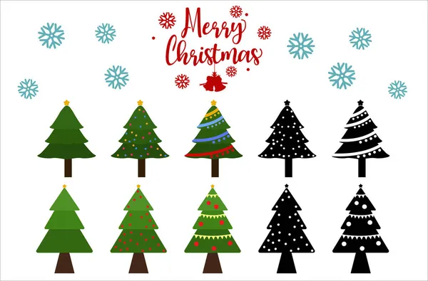 动画片 圣诞树 新年和圣诞节图标 白色背景的矢量插图 — 图库矢量图片