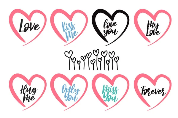 Corações Amor Com Ditos Feliz Dia Dos Namorados Design Vetores —  Vetores de Stock