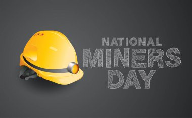 Ulusal Madenciler Günü, iş güvenliği, güvenlik ekipmanları vektör tasarımı
