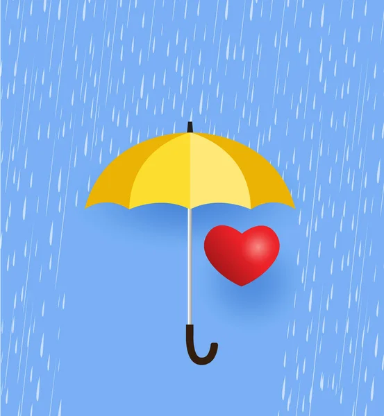 Červené Srdce Deštníku Chraň Své Srdce Vektorové Osvětlení — Stockový vektor