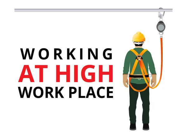 Προστασία Πτώσης Εργασία Υψηλό Χώρο Εργασίας Ασφάλεια Των Εργαζομένων Στον — Διανυσματικό Αρχείο