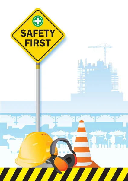 Safety First Construction Concept Health Protection Safety Worker Equipment Vector — Stock Vector