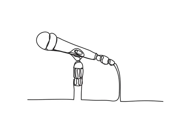 Microphone White Background Continuous Line Drawing Vector Design — ストックベクタ