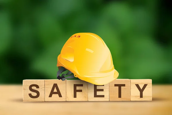 Safety First Construction Concept Yellow Safety Hard Hat — Stock Photo, Image