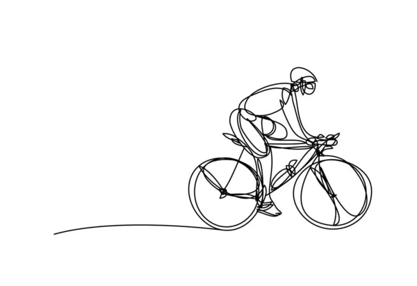 Hombre Ciclismo Sobre Fondo Blanco Dibujo Línea Continua Diseño Vectores — Vector de stock