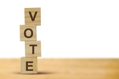 vote on word letters cube, votes for the on white background, illustration.