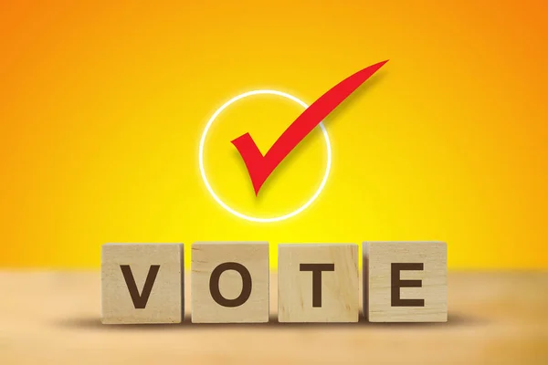 Vote Sur Les Lettres Cube Mot Conception Symbole Vote Illustration — Photo