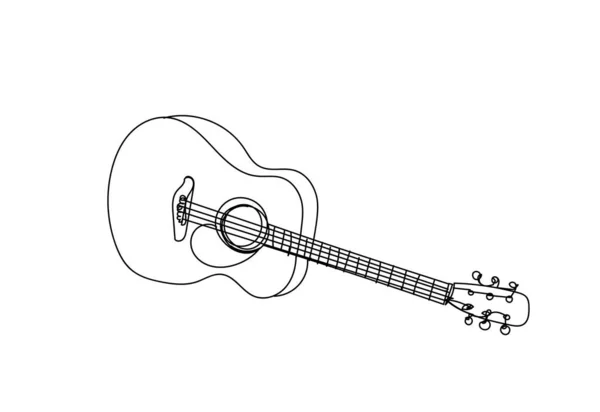 Akustisk Gitarr Kontinuerlig Ritning Vektorillustration — Stock vektor