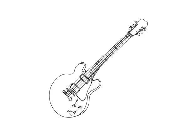 エレクトリックギター 連続線画 ベクトルイラスト — ストックベクタ
