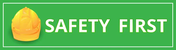 Safety First Sign Green Background Warning Message Vector Illustration — Vetor de Stock