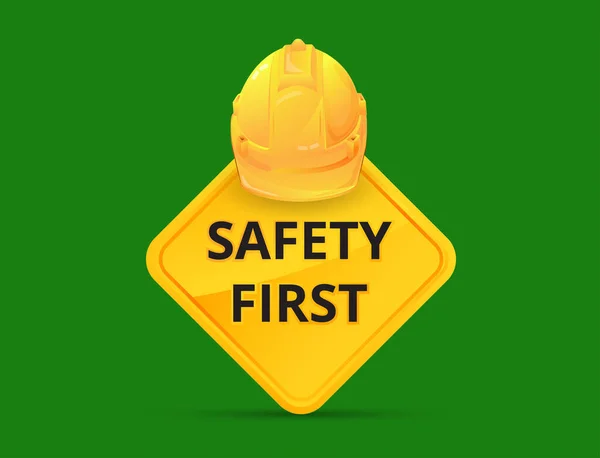 Safety First Sign White Background Warning Message Vector Illustration — Archivo Imágenes Vectoriales