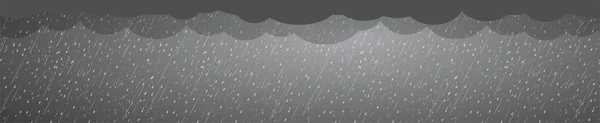 Lluvia Nubes Fondo Tormenta Bandera Horizontal Ilustración Vectorial — Vector de stock