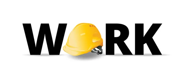 Work Background Construction Concept Yellow Safety Hard Hat — Stock Vector