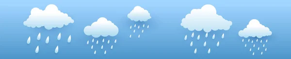 Regen Und Wolken Gewitterhintergrund Horizontales Banner Vektorillustration — Stockvektor