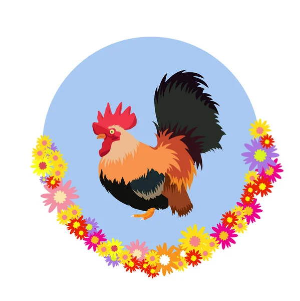 Chicken Flower White Background Vector Illustration — Vector de stock