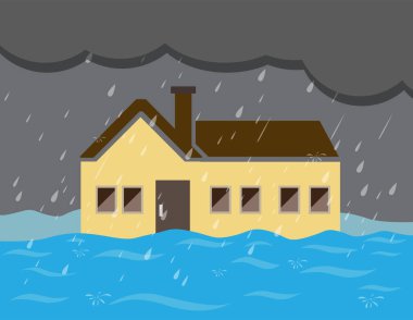 Rain and flood concept illustration