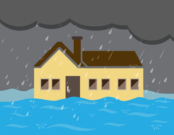 Rain Flood Concept Illustration — Vetor de Stock
