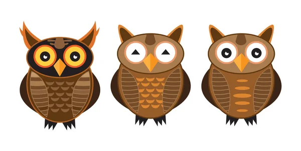 Owls Cartoon Design Cute Characters Vector Illustration — Vector de stock