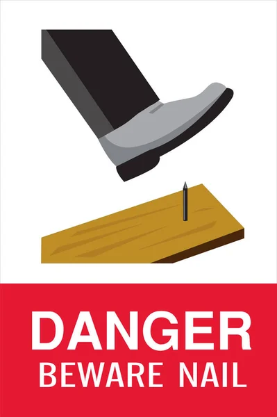 Danger Beware Nail Vector Icon — Stockvektor