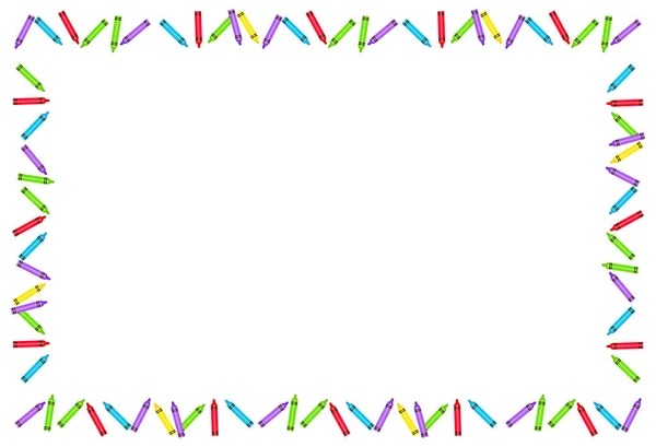 Colorful Crayons Frame Border White Background Crayons Colorful Vector Illustration — 스톡 벡터