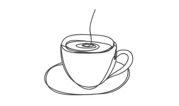 Kahve Fincanı Çizgi Çizim Tarzı Vektör Tasarımı — Stok Vektör