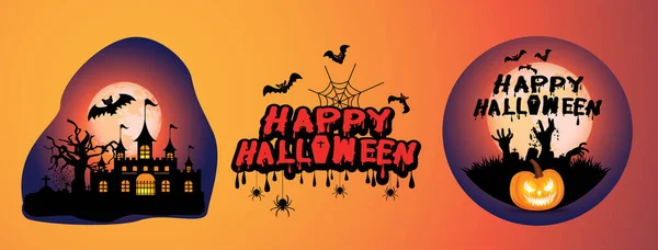 Joyeux Halloween Les Mains Les Chauves Souris Zombies Lettrage Vacances — Image vectorielle