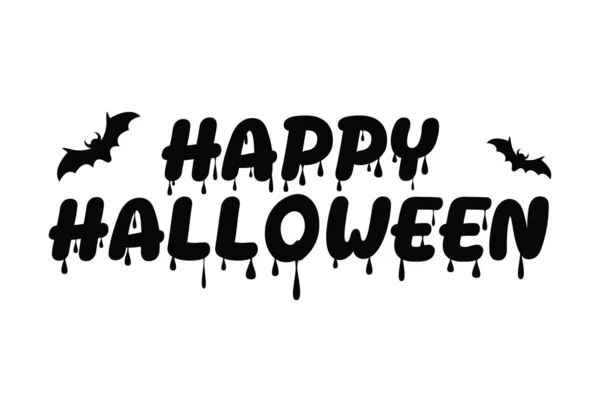 Joyeux Halloween Texte Chauves Souris Lettrage Vacances Pour Bannière Illustration — Image vectorielle