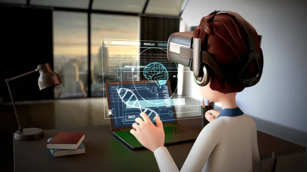 Human Working Interactive Technology Human Data Virtual Reality Gadget Futuristic — Fotografia de Stock